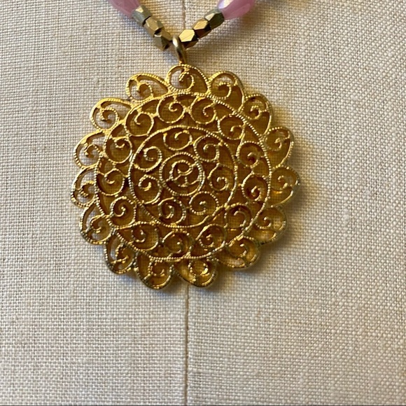 3/$25 Pink and Lavender Beaded Pendant Necklace - Picture 2 of 5